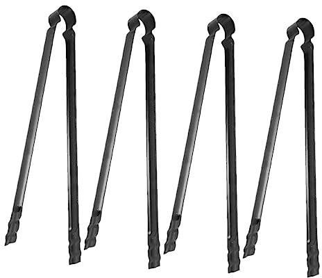 PRETYZOOM 4pcs Outdoor Charcoal Clip BBQ Fireplace Tong Handle, Extended Length Barbecue Tong for Camping and Grilling, Sturdy Steel Charcoal Clamp for Fire Pit and Barbecue Supplies