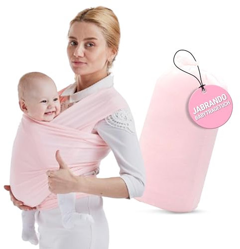 JaBranDo - Babytragetuch - Babywickeltuch empfohlen von Hebammen - Ideal für längere Tragezeiten - Unterstützt die Wirbelsäule - Geborgenheit für das Baby - Diskrete Stillunterstützung (Rosa)