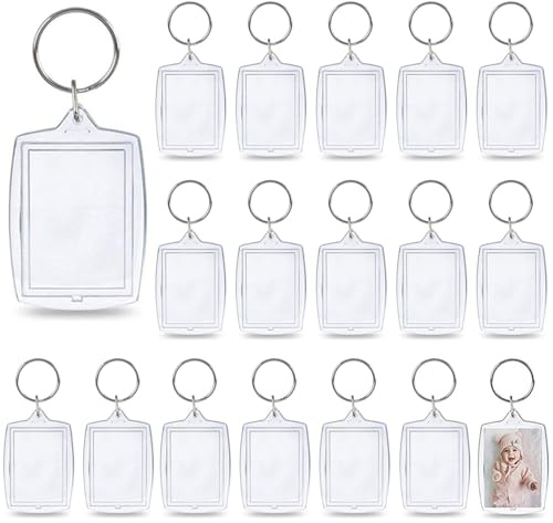 RXKFIGX Porte-Clés Photo 30 Pièces Clef Photo Porte Clé Vide Keychain Photo Personnalisées Porte-clés Bricolage Porte-clés Carré pour Photo 4x5,5 cm pour Clés Travaux Manuels Cadeaux