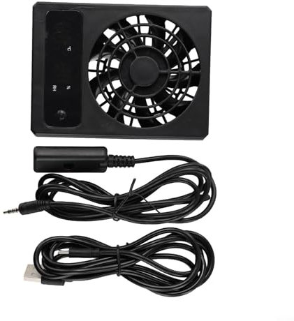 Ventola di ventilazione per rettili, misuratore di temperatura e umidità per rettili, con display a LED, deumidificatore per foreste pluviali (Celsius)