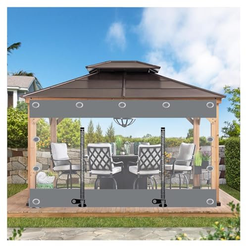 ZXCASDF Rideaux de Bâche Transparents Extérieurs,Bâche Transparente avec Fermeture éclair，0.5mm Bâche Étanche PVC Robuste，Panneaux Latéraux De Bâche pour Pergola Gazebo Patio(H1.4xW3m/H4.5xW9.8ft)