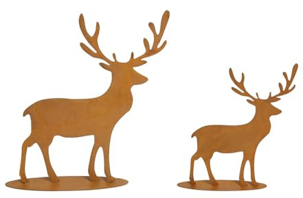 NETPROSHOP Gartenfigur Hirsch Dekofigur aus Metall freistehend Höhe ca. 15-20 cm, Farbe:Hirsch, Auswahl:20 cm
