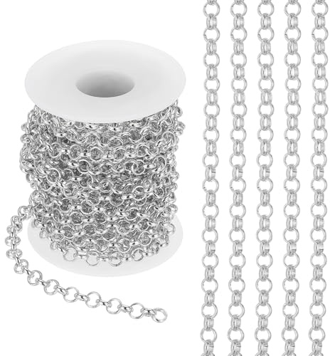 PATIKIL 16,4 fot cirkel länkkedja, 6 mm kedjerulle pansarkedja smycken tillverkning länkar spole metall hantverk kedja halsband kedjor för gör-det-själv tillverkning tillbehör halsband armband