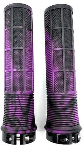 DUANSIYU Fahrradgriffe Paar Fahrradlenkergriffe Anti-Rutsch-MTB-Rennradgriff-Endgriffe stoßfest mit Aluminium-Verschlussring Fahrradteile MTB Griffe(Purple Black)