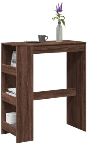 Homgoday Tavolo Bar con Rastrelliera Marrone 90x40x103,5 cm Multistrato, Arredo Tavolino da Giardino, Tavolo da Esterno, Tavolo da Terrazzo, Tavolo da Pranzo, Tavolo da Cucina Tavolo da Esterno