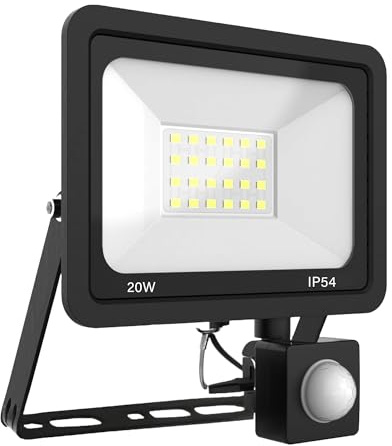 BLISSMART 20W Security Lights Outdoor with PIR Motion Sensor 180° Detection LED Floodlights 1600 Lumens Mains Powered for Garden Garage Forecourt Waterproof, Weatherproof & Frost Proof IP54 Rated