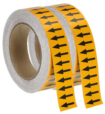 sourcing map Directional Pipe Flow Arrow Adhesive Tape Pipeline Arrow Stickers 1-1/5 Inch x 65 Ft Pipe Identification Marking Labels for Pipe Flow Markers, Black on Yellow