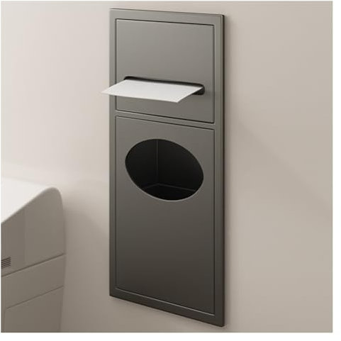Nizer Étagère de douche encastrée en acier inoxydable avec poubelle murale étanche pour décoration de salle de bain grise Grande taille (52 x 20 x 13,5 cm)