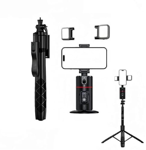 Auto Face Tracking Tripod Remote Control, Automatische Gesicht Verfolgung Handy Stativ, 360° Drehung Verfolgung Stativ, Selfie Stick Stativs mit Fernbedienung und Fülllicht, für Smartphone