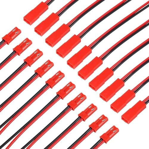 Leloco 20 paia di connettori a 2 poli 12 V, Mini Micro SM JST maschio e femmina adattatore per luce LED, pannello di controllo PCB, batterie, giocattoli, ecc. (rosso)