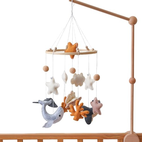 Mobili Da Culla Carillon Mobile in Feltro per Bambini | Giocattolo Appendibile Carillon in Feltro con Animali Marini Stile Cartoon Decorazione per Camera Culla Cameretta dei