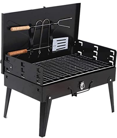 XDAWQP Parrilla de Barbacoa portátil y Plegable de carbón para Exteriores de 3 a 5 Personas, Color Negro