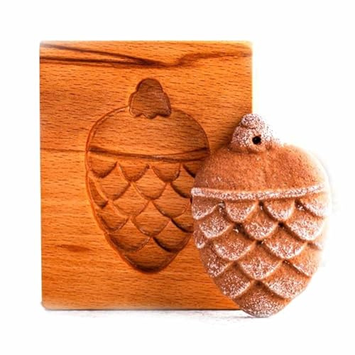 Wooden Cookie Molds, DIY Christmas Springerle Cookie Baking Molds, 3D Embossing Craft Decorative Baking Tool, Decorating Shape Biscuit Carved Cutter Mold for Christmas Thanksgiving Halloween(S)