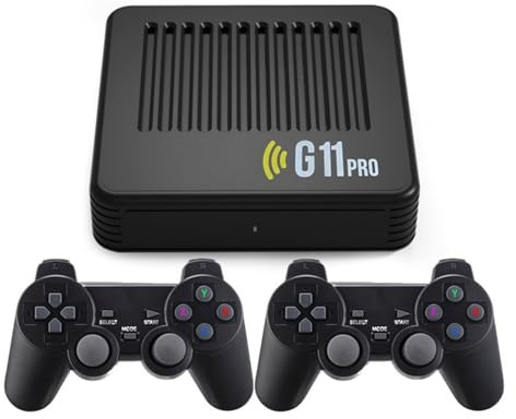 G11 Pro Retro Videospiel Konsole mit Spiel Stick, 100000+ eingebaute Spiele, 50 Emulatoren, 4K HDMI Game Box, 2.4G drahtlose Controllern, portables Plug - and - Play Gaming - Gerät