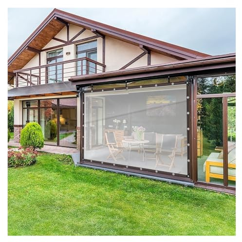 Vattentät klar presenning – kraftigt transparent växthusskydd för uteplats, pergola, veranda, skiljevägg gardin (4 x 10 m/13,12 x 32,8 fot)