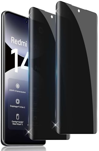 LiiLaa Sichtschutz für Redmi Note 14 Pro 4G/5G, Note 14 Pro+ 5G, 2 Stück Anti Spy Gehärtete Glas Schutz Folie, Anti-Kratzer Sichtschutzfolie, 9H Härte Privacy blickschutz