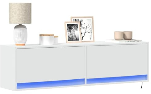 Générique Meuble TV Mural avec lumières LED Blanc 140x31x38 cm,Meubles, Meubles TV,852369