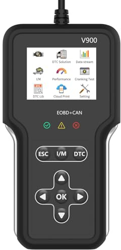 Mulcort Appareil de diagnostic OBDII V900 Scanner OBD2 de 2,8 pouces avec impression sur le cloud et transmission de données Diagnostic en temps réel pour ateliers et utilisateurs privés
