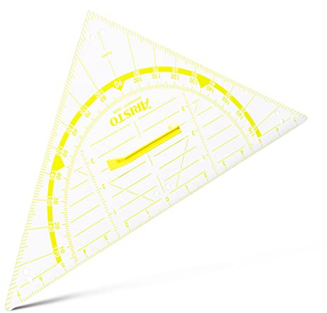 Aristo Wandtafel Geodreieck AR1552W (Großformat für Schulen und Lehrer, 80 cm Hypotenuse, mit Griff, Kunststoff) transparent