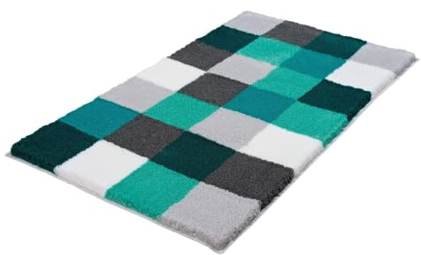Kleine Wolke Badteppich Caro, 100% Polyacryl, 85 x 150 cm, Petrol | OEKO-TEX zertifiziert, rutschhemmende Unterseite, für Fußbodenheizung, maschinenwaschbar, 100% Polyacryl