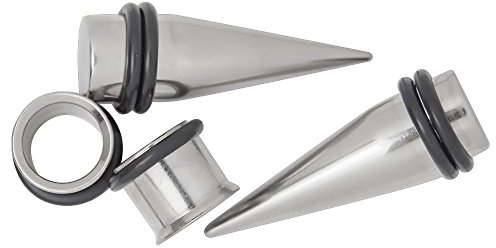 BodyJewelryOnline Erwachsene 4 Stk. 2 Kegel zu messen und Tunnel-Kit - O-Ringe im Lieferumfang enthalten - 316l Chirurgenstahl