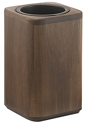 Gedy G-Dafne Porta spazzolini da Bagno Color Noce, Misure e Peso: 13X8X8 CM & 0,236 kg, Porta spazzolino in bambù, Acciaio, resine, Design R&S, 2 Anni di Garanzia