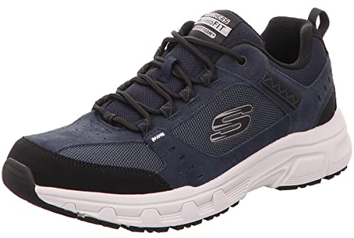 Skechers Oak Canyon, Zapatillas Hombre, Navy Leather Pu Mesh Black Trim, 43 EU