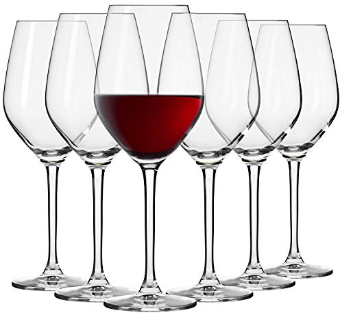 Krosno Pequeño Copas de Vino Tinto | Conjunto de 6 Piezas | 300 ML | Splendour Collection | Perfectos para Uso en Casa, Restaurante y en Fiestas | Apto para Lavavajillas