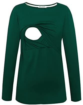 Smallshow Dam, amningströja, mammammammamode, mammaskjorta, graviditetskläder, amningstopp, långärmad tröja Deep Green L