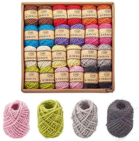 Craftdady Cordón de macramé de 328 pies x 2 mm, cuerda de cáñamo natural para manualidades, embalaje, floristería, decoración de jardinería, cocina, 12 colores