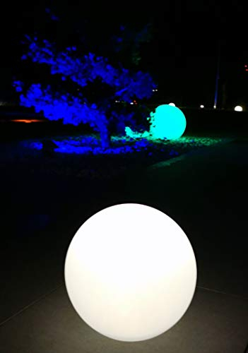 Trango bola de jardín de 250 WB, IP65, color blanco mate, 25 cm de diámetro, incl. 1 bombilla LED E27 *SNOW* lámpara de bola, incl. aprox. 5 metros de cable IP44 lámpara de jardín, de camino, esférica