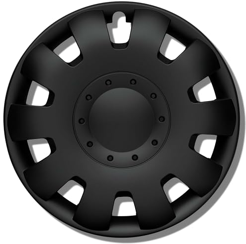 Radkappen 15 Zoll schwarz matt Erstausrüster Qualität aus robustem Kunststoff Neptun 4 Stück Radzierblenden für Stahlräder - Radblenden 4er Set für Stahlfelgen - Europäische Produktion