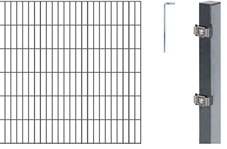 Alberts 650940 Doppelstabmattenzaun als 8 tlg. Zaun-Komplettset | verschiedene Längen und Höhen | anthrazit | Höhe 120 cm | Länge 6 m