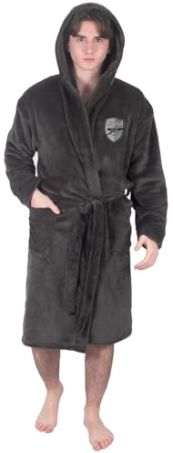 Arsenal FC Official Gift Mens Hooded Fleece Dressing Gown Robe Grey Large