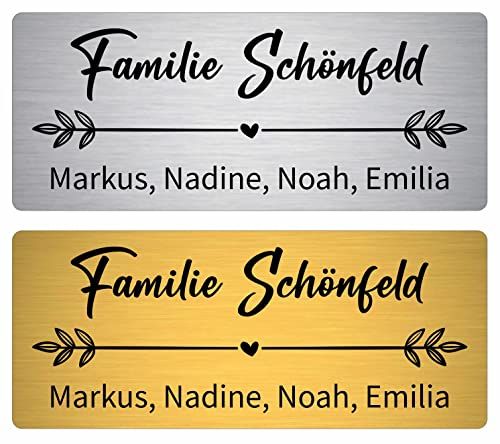 Klingelschild mit Gravur – personalisiertes Namensschild für Briefkasten & Haustür – wetterfestes, selbstklebendes Türschild aus Acryl – Briefkastenschild & Klingelschild personalisiert