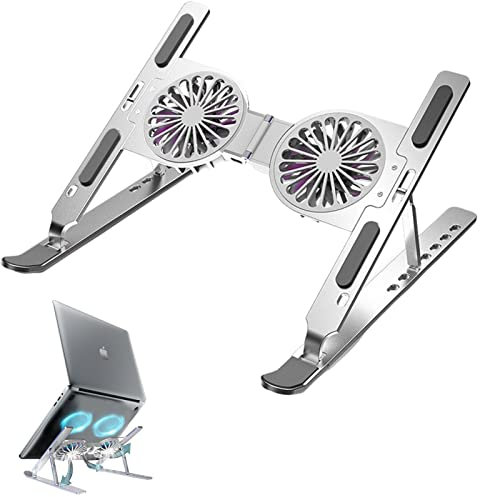 Refroidisseur pour Ordinateur Portable 14-17 - Vitesse du Vent réglable - avec 2 Ventilateurs - 7 hauteurs réglables - Fonctionne par USB