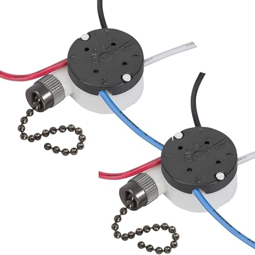 Zing Ear ZE-208s E89885 Interrupteur de ventilateur de plafond 3 vitesses 4 fils avec 4 fils pré-installés (chaîne noire)