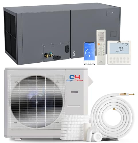 Cooper & Hunter 36,000 BTU Single Zone Central Mini Split Air to Air Heat Pump System – 3 TON Multi-Position Air Handler Unit – 15.8 SEER – 25FT Installation Kit – 230V