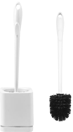 Spazzolone WC, Spazzola per WC con Portaspazzolone Asciugatura Rapida, Montaggio a Muro Senza Foratura, Design a Lungo Manico, per Bagni e Toilette - Nero