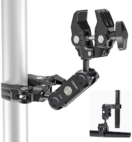 Magic Arm mit Super Clamp, ULANZI Dual Kamera Klemmhalterung mit 360° Drehkugel, Doppelkugelkopf Adapter mit 1/4 screw und ARRI für Action-Kamera,Reflektor, Lichtständer, Stativ, Tragfähigkeit 3.5 kg