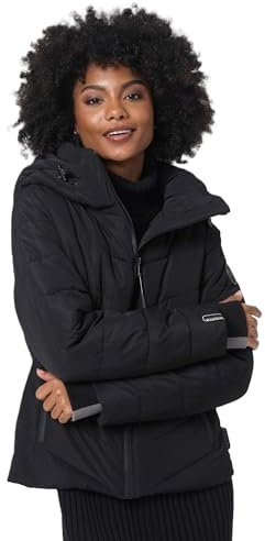 MARIKOO Winterjacke Damen (XS-3XL) - Wasserabweisend, Warm, Kapuze abnehmbar, Winddicht - Steppjacke, Frauen - Stehkragen, 4 Taschen, verlängerter Zipper