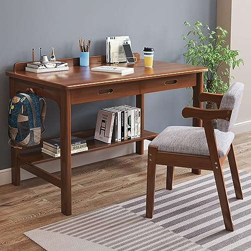 KAZUP Moderner Schreibtisch mit Schubladen, Home-Office-Computertisch, Massivholz-Schreibtisch, Arbeitstisch, Arbeitsplatz (31 Zoll, Walnuss)