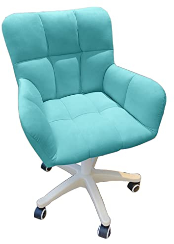 Guyifuny Schreibtisch-Bürostuhl mit Rollen, drehbarer Waschtischstuhl, Stoff-Drehsessel für Frauen, Teenager, Mädchen, Wohnzimmer, Waschtisch, Blau,