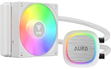 GAMDIAS AURA GL120 V2 AIO, 120mm CPU Liquid Cooler, Easy Cable Routing Design, Rotatable Performance Pump, 1 x 120mm Low-Noise PWM ARGB Fan w/ MB Sync, AMD AM5/AM4；Intel LGA 1851/1700/115x/1200, White