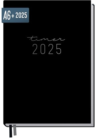 Häfft® Chäff-Timer Mini 2025 A6+ “Black Edition” 1 Woche 2 Seiten - Terminplaner, Wochenkalender, Organizer, Terminkalender mit Wochenplaner - nachhaltig & klimafreundlich