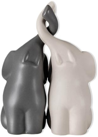 Hoshisea Decorazione di Elefante in Ceramica, Coppia di Elefanti in Ceramica, Elefante Armonioso, Viene Utilizzata per Tessuti per la Casa, Decorazioni di Animali, Regali Amore（medie dimensioni）
