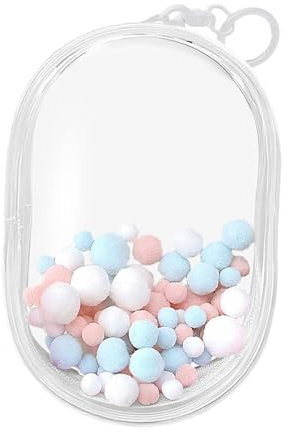 Luwecf Aufbewahrungsbox für Kleine Figuren, Transparente Tragetasche Aus PVC, Praktische Puppentasche, Schwarzes L mit Kugeln