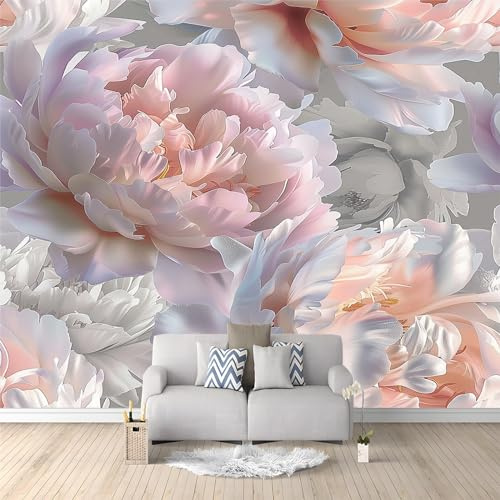 Papel Pintado Fotomural Paredes Mural Lana Papel Pintado 350 x 256 cm Flor de peonía pastoral Papel tapiz Decoración para comedores Salones Habitaciones Sala Cuarto Oficina Salón