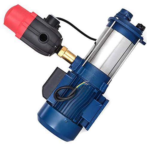 PUDLOR Kreiselpumpe, 2500W 2850 U/min Garten, Hauswasserwerk Jetpumpe, Jetpumpe Wasserpumpe Hauswasserwerk Pumpe, wasserpumpen mit druckschalter, gartenpumpe mit abschaltautomatik Blau