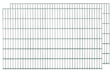 Doppelstabmatten, 2 Stück, Gesamtlänge 4 Meter, Höhe & Farbe wählbar - Drahtstärke: 6/5/6 mm - Maschung: 200 x 50 mm (L 4 m, H 123 cm, Grün)